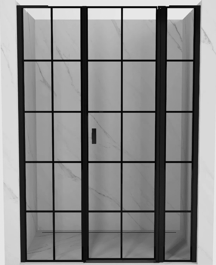 MEXEN/S Mist L sprchové dveře křídlové pravé 145, černá dekor, černá 8A4L-145-001-70-77-P