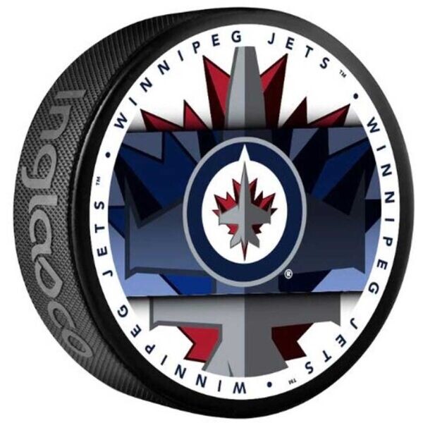 INGLASCO WINNIPEG JETS MEDALLION BLISTER Fanouškovský hokejový puk, černá, velikost