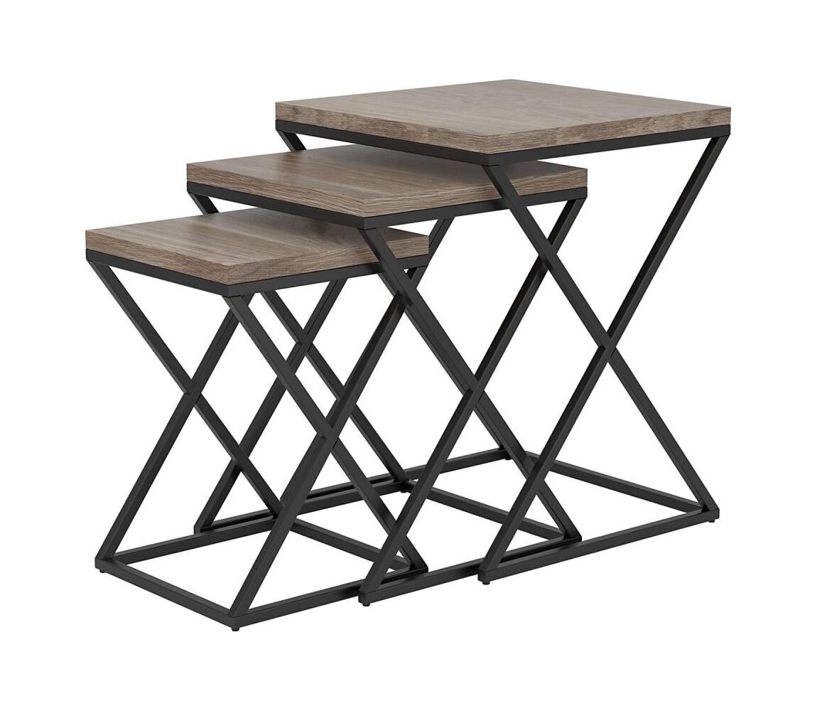 Eglo Eglo 424783 - SADA 3x Odkládací stolek CLONMANY hnědá/černá