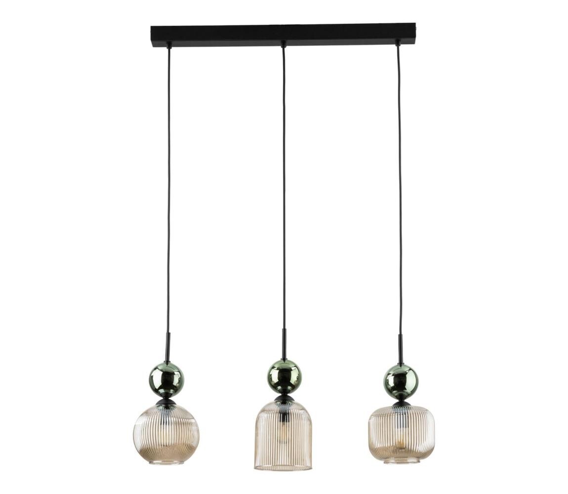 Lustr na lanku SOPHIA 3xE14/10W/230V černá/zelená/kouřová béžová