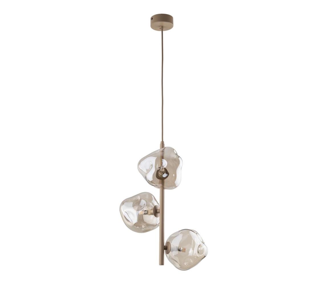 Lustr na lanku LAVA 3xG9/8W/230V béžová/kouřová béžová