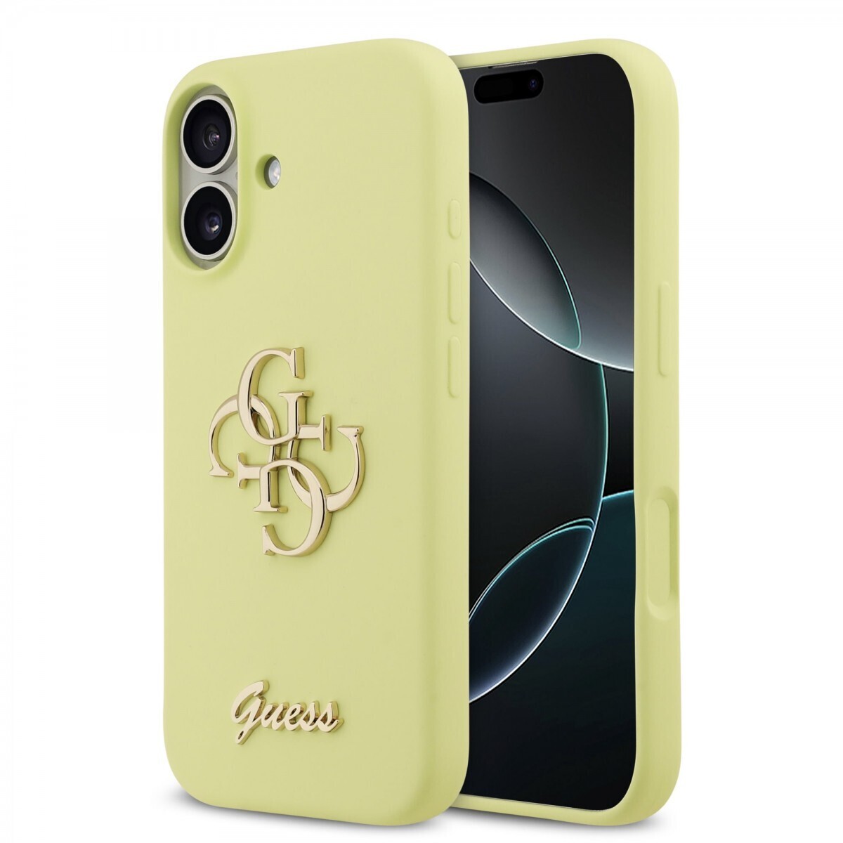 Zadní kryt Guess Liquid Silicone 4G Metal Logo pro iPhone 17 Yellow