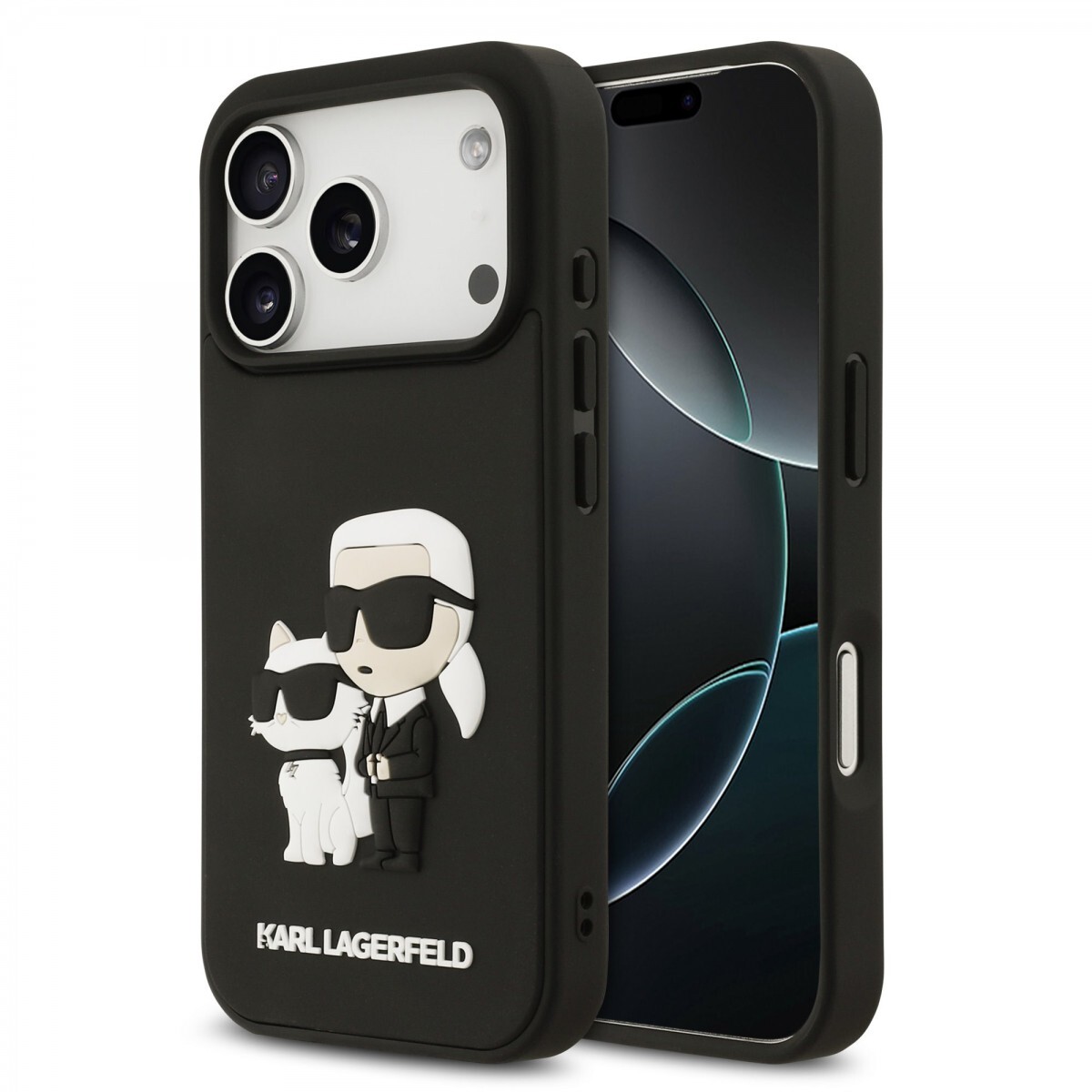 Zadní kryt Karl Lagerfeld 3D Rubber Karl and Choupette pro iPhone 17 Pro Black