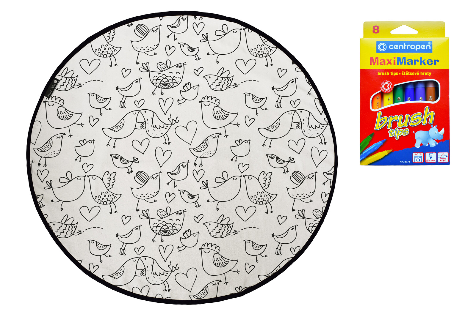 KOBEREC - OMALOVÁNKY - Kissing birds, 130x130 (průměr) kruh, bílá, dětský pokoj, Butter Kings