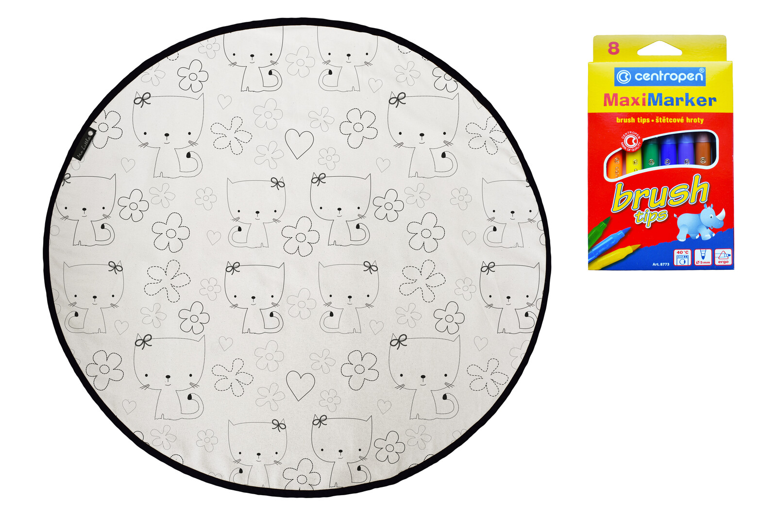 KOBEREC - OMALOVÁNKY - Kities with flowers, 130x130 (průměr) kruh, bílá, dětský pokoj, Butter Kings