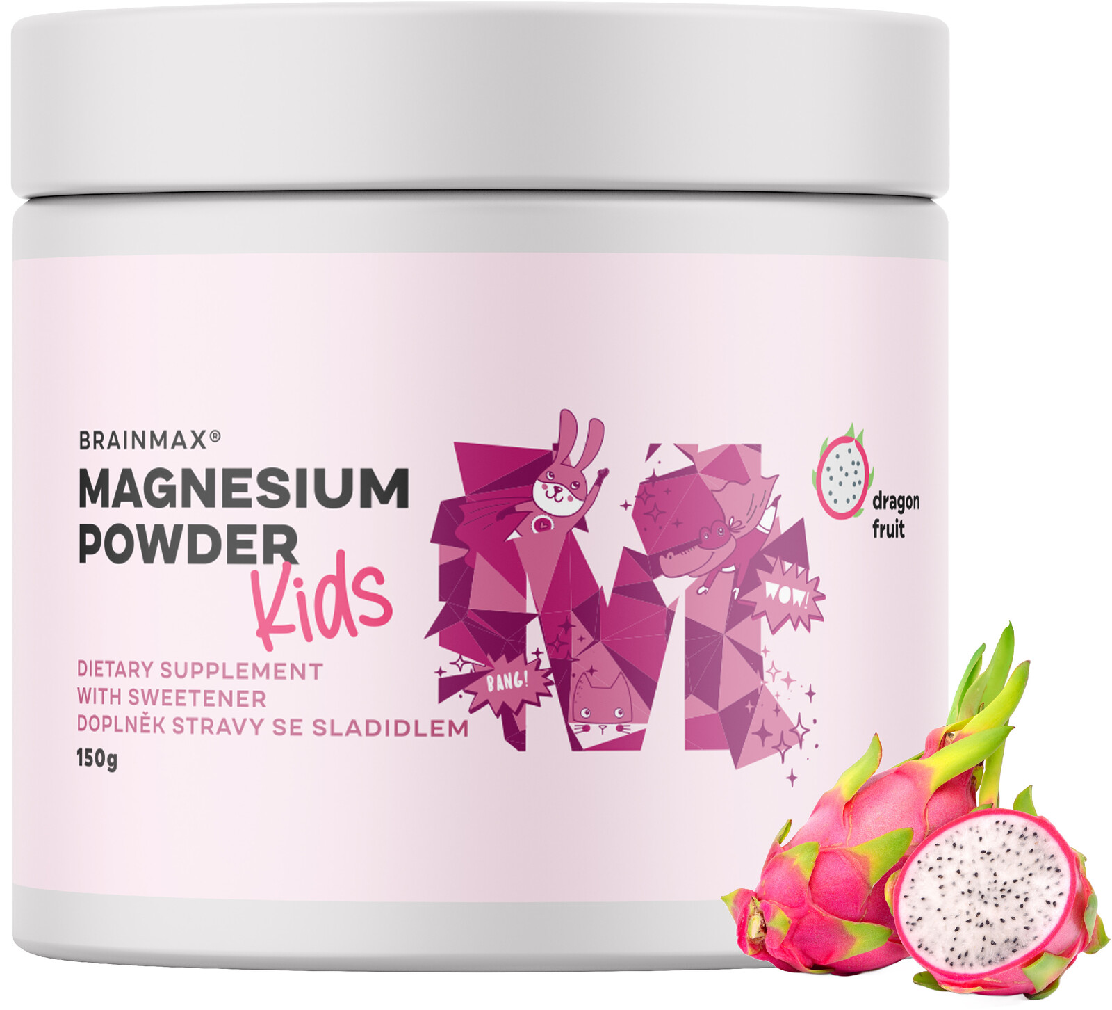 BrainMax KIDS Magnesium Powder, Dračí ovoce, 150 g