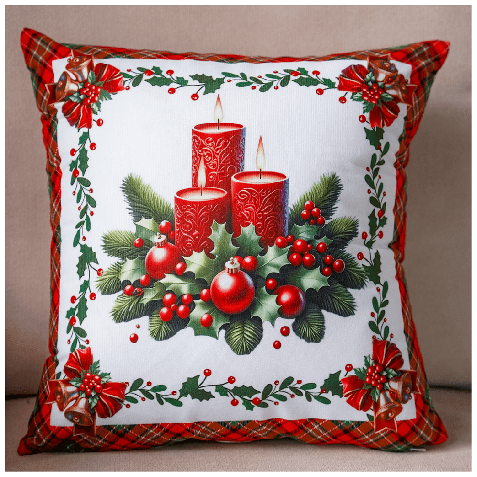 Vánoční polštář XMAS CANDLES 40x40 cm Mybesthome Varianta: Povlak na polštář, 40x40 cm