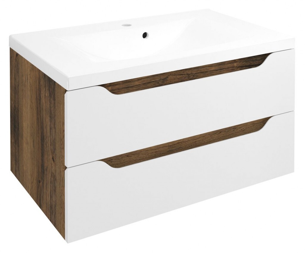 SAPHO WAVE umyvadlová skříňka 79,7x45x47,8cm, bílá/dub collingwood WA080-3019