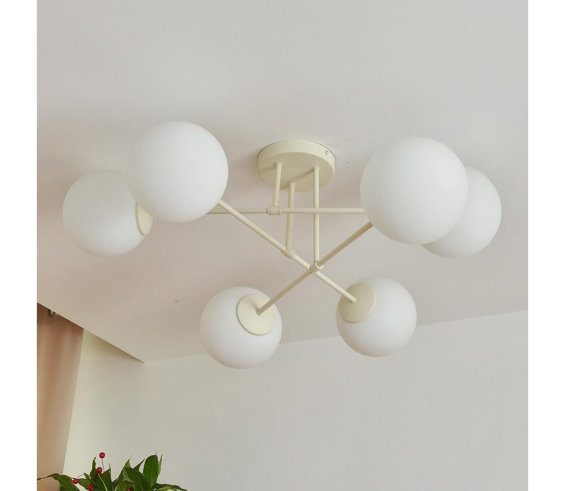 Přisazený lustr MOON 6xE27/15W/230V krémová