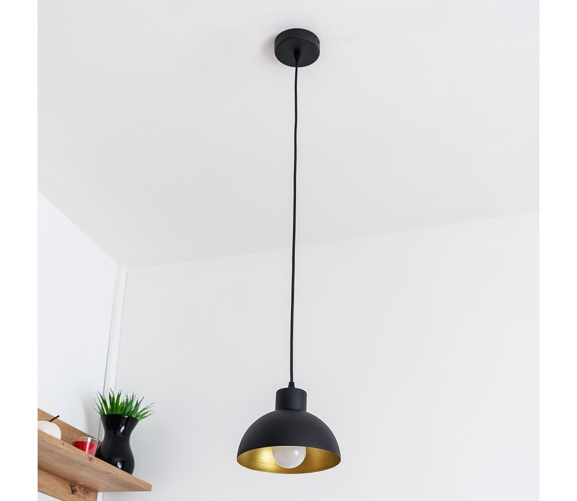 Lustr na lanku VESPER 1xE27/15W/230 pr. 18 cm černá/zlatá