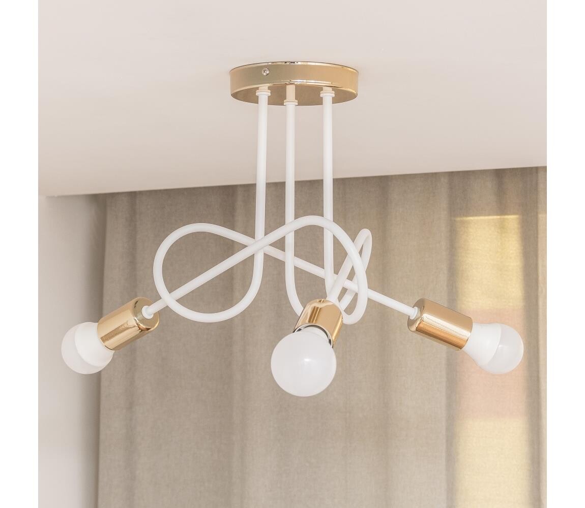 Přisazený lustr OXFORD 3xE27/15W/230V zlatá/bílá