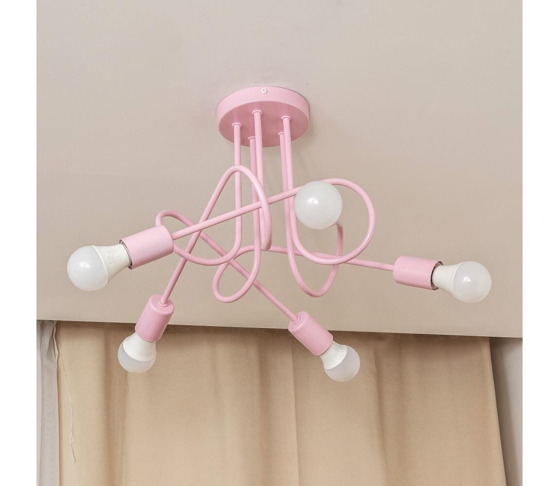 Přisazený lustr OXFORD 5xE27/15W/230V růžová