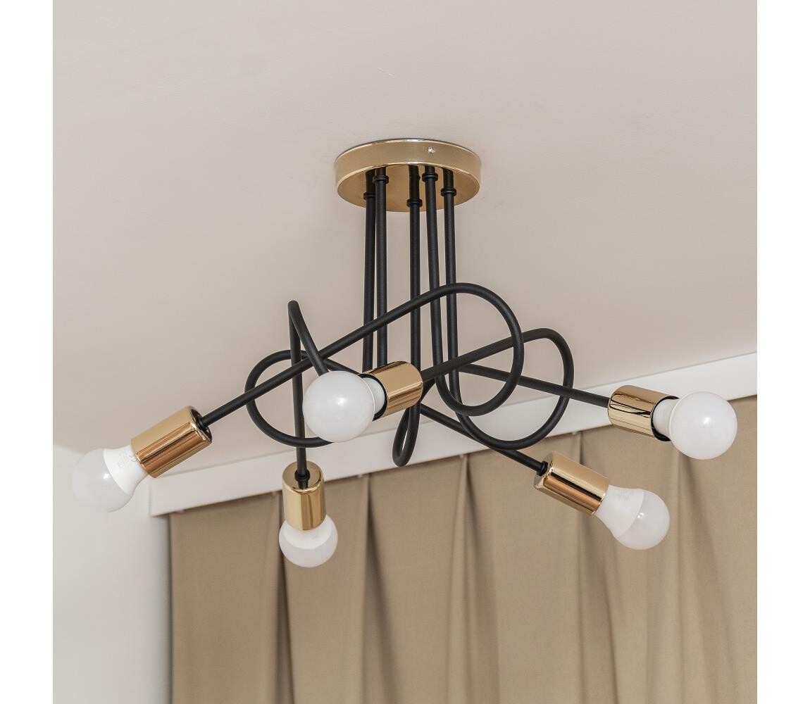 Přisazený lustr OXFORD 5xE27/15W/230V zlatá/černá