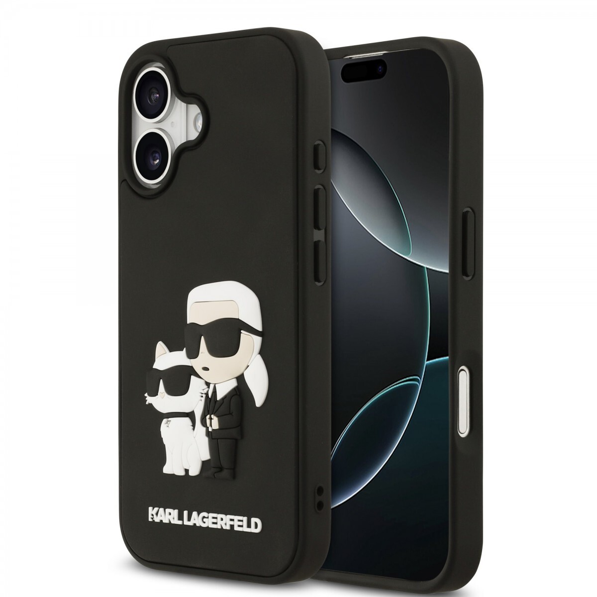 Zadní kryt Karl Lagerfeld 3D Rubber Karl and Choupette pro iPhone 17 Black