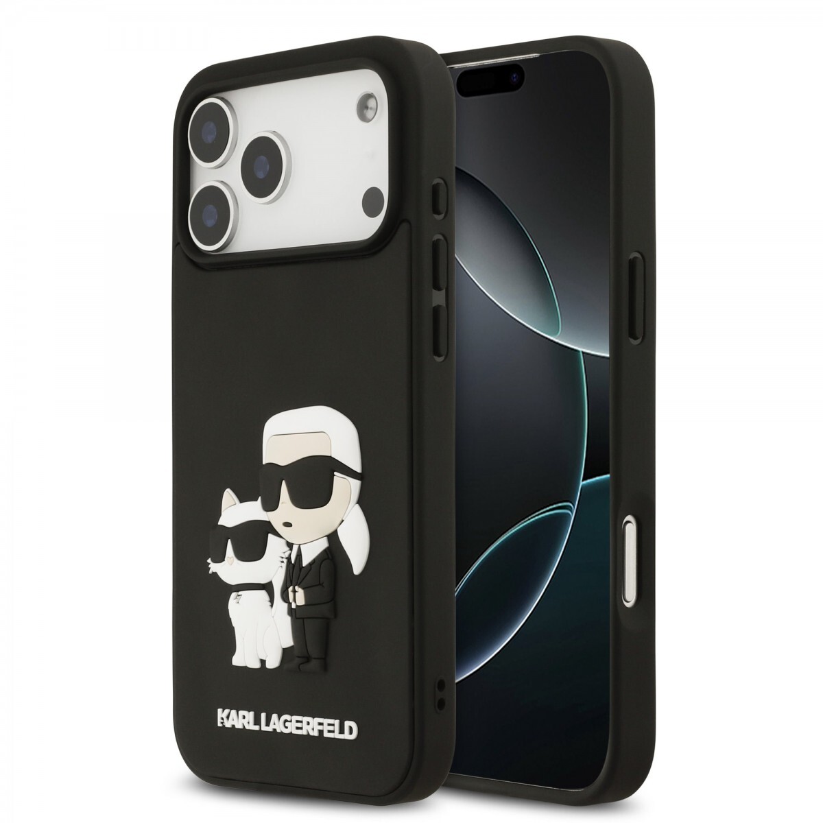 Zadní kryt Karl Lagerfeld 3D Rubber Karl and Choupette pro iPhone 17 Pro Max Black