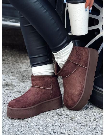 Dámské kozačky ALPIKA s vysokou podrážkou hnědé