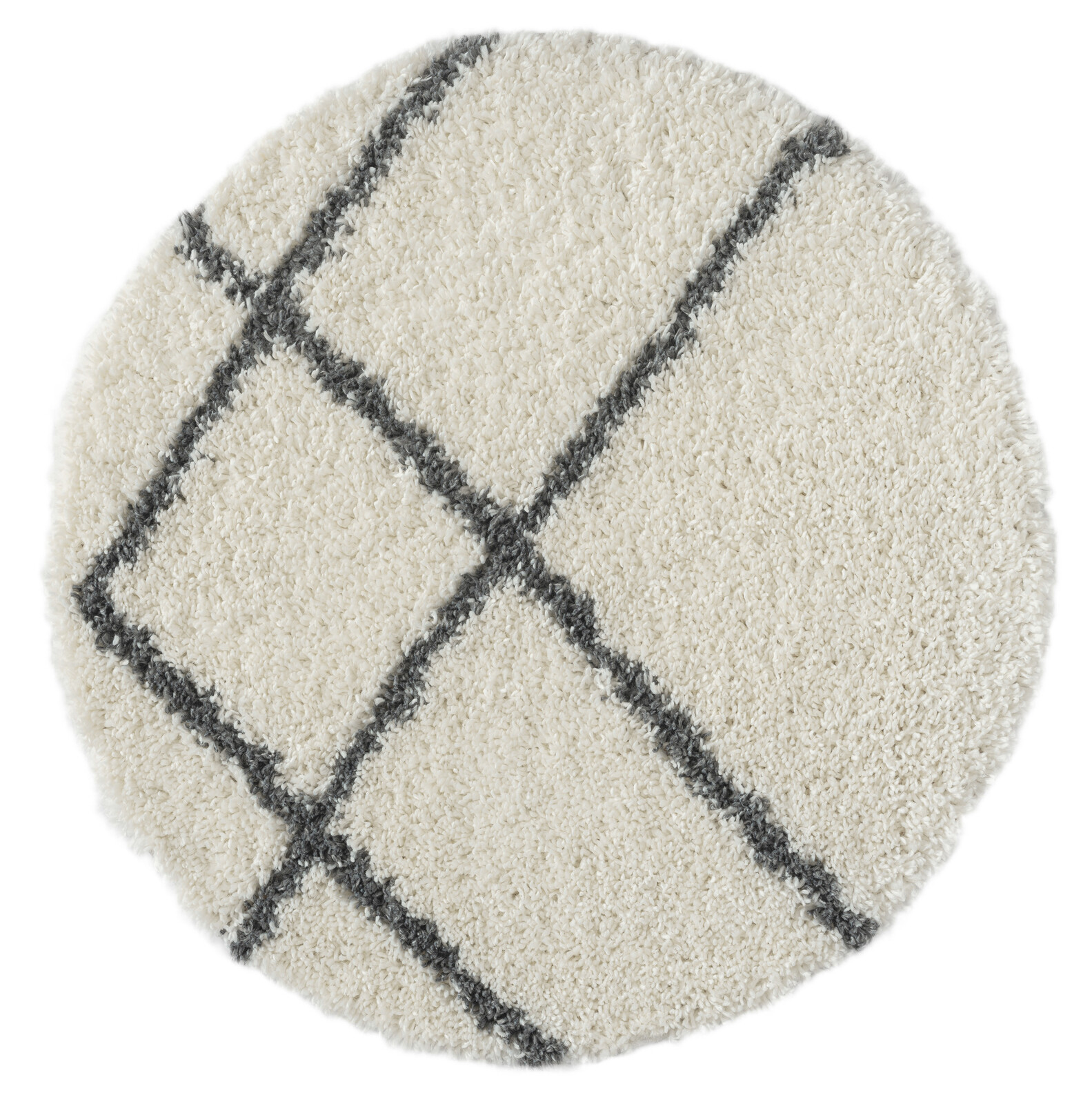 Kusový koberec My Shaggy Raute creme kruh, 100x100, černobílá, chodba / předsíň, My Flair