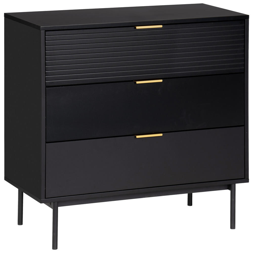 Livetastic KOMODA, černá, barvy zlata, 80/80/40 cm