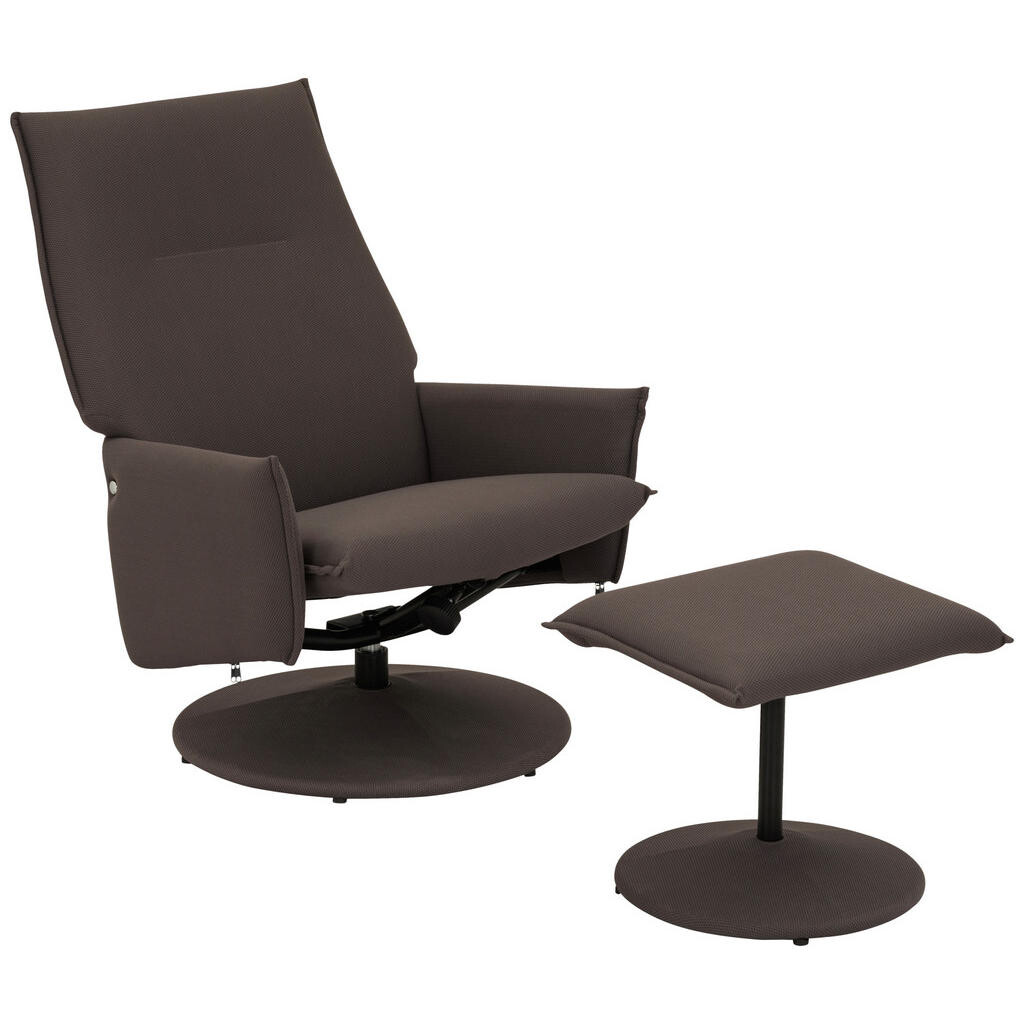 P & B RELAXAČNÍ KŘESLO S TABURETEM, textil, šedavě hnědá