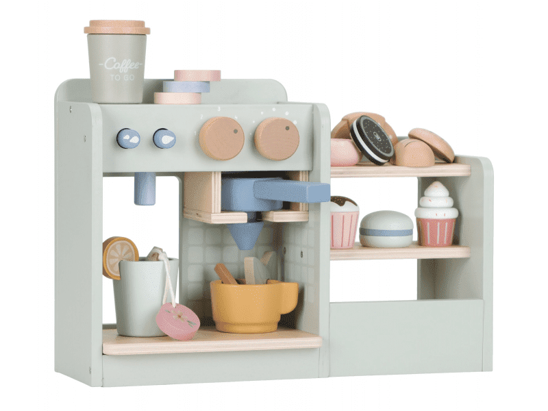 Little Dutch Kávovar dřevěný velký s příslušenstvím Coffee House