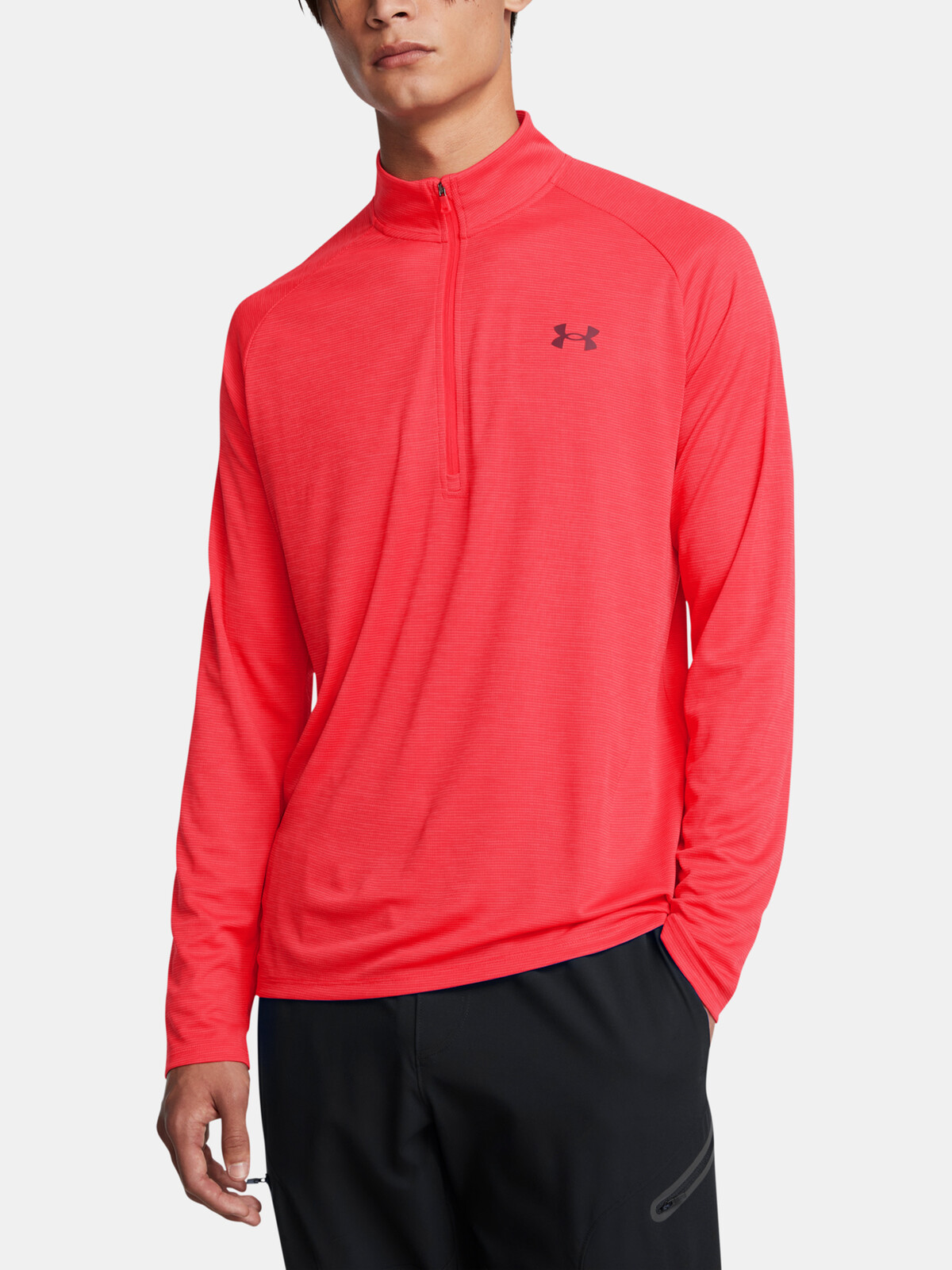 Pánské tričko Under Armour UA Tech Textured 1/2 Zip-RED - Pánské