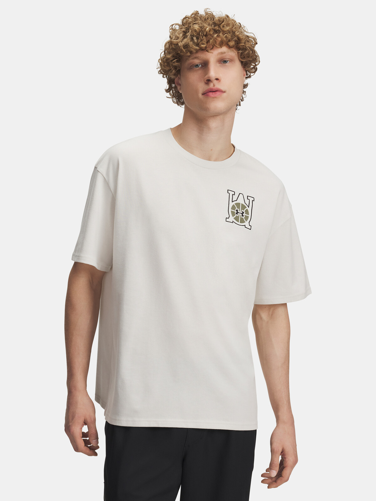 Pánské tričko Under Armour UA M HWT OS Hoops Courtside-WHT - Pánské