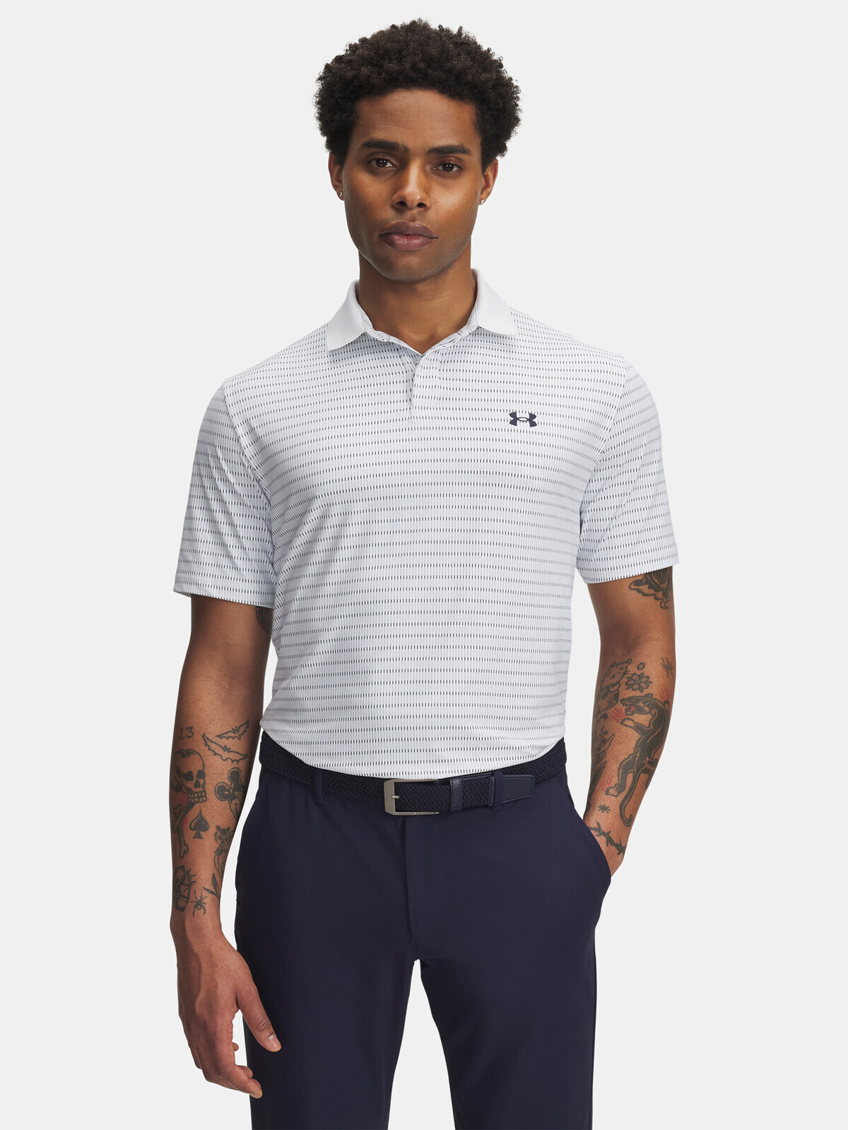 Pánské tričko Under Armour UA Drive Chill Printed Polo-WHT - Pánské