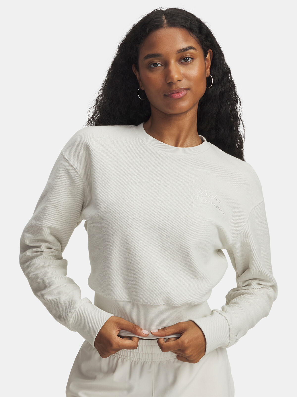 Dámská mikina Under Armour Icon Terry Varsity Crew-WHT - Dámské