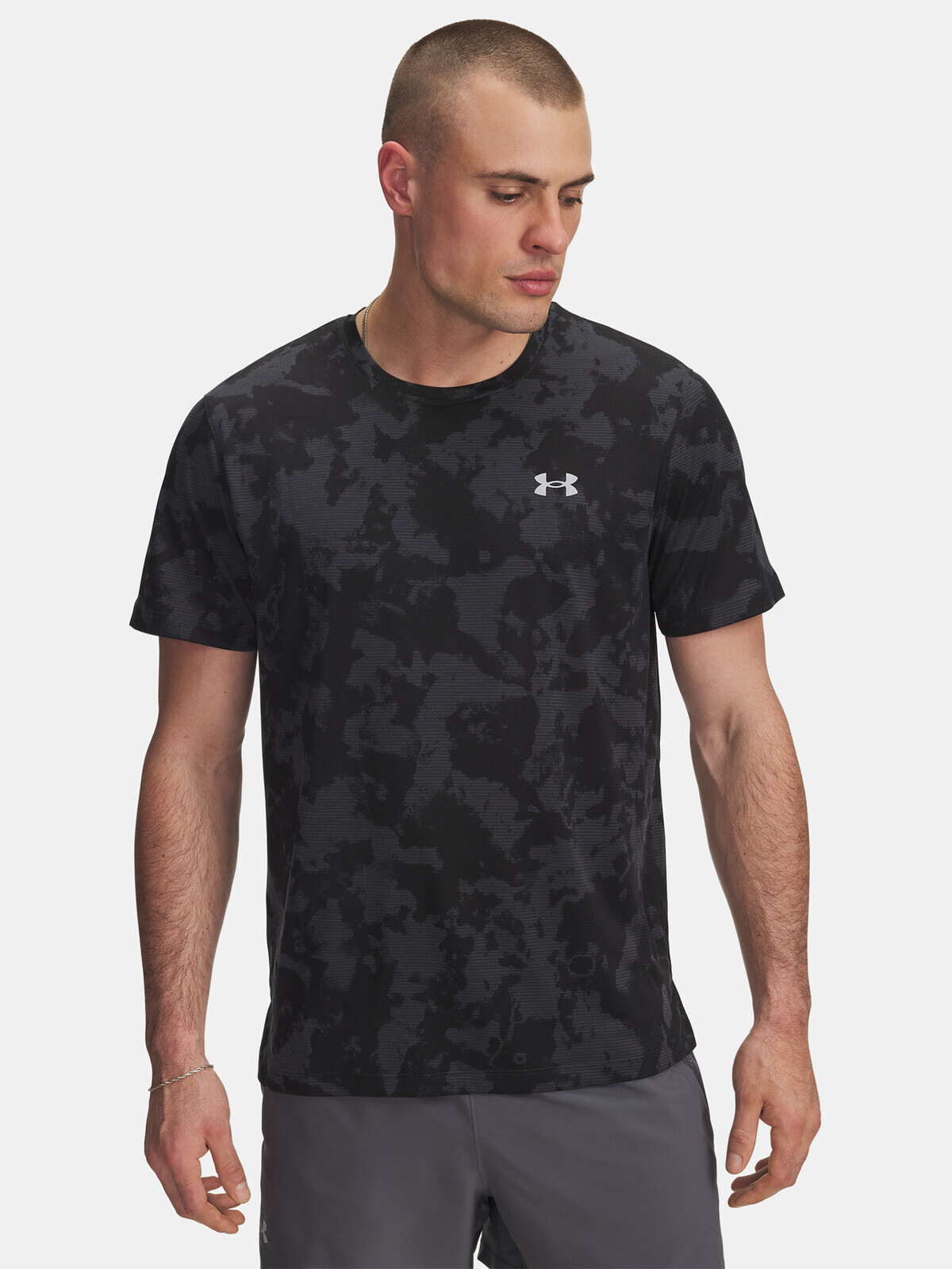 Pánské tričko Under Armour UA Launch Printed SS-GRY - Pánské