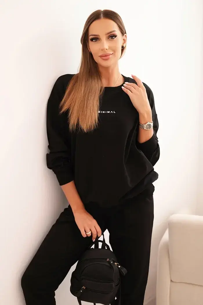 Polski Dámská bavlněná souprava s potiskem Minimal černý