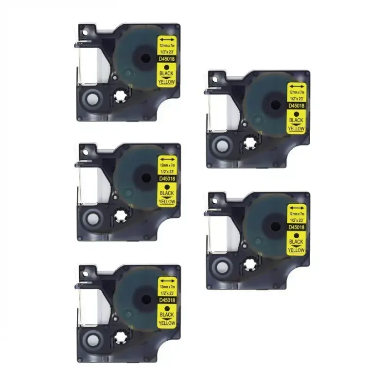 Tonery Náplně Kompatibilní páska s Dymo 45018, S0720580, 12mm x 7m, cerný tisk / žlutý podklad 5-PACK