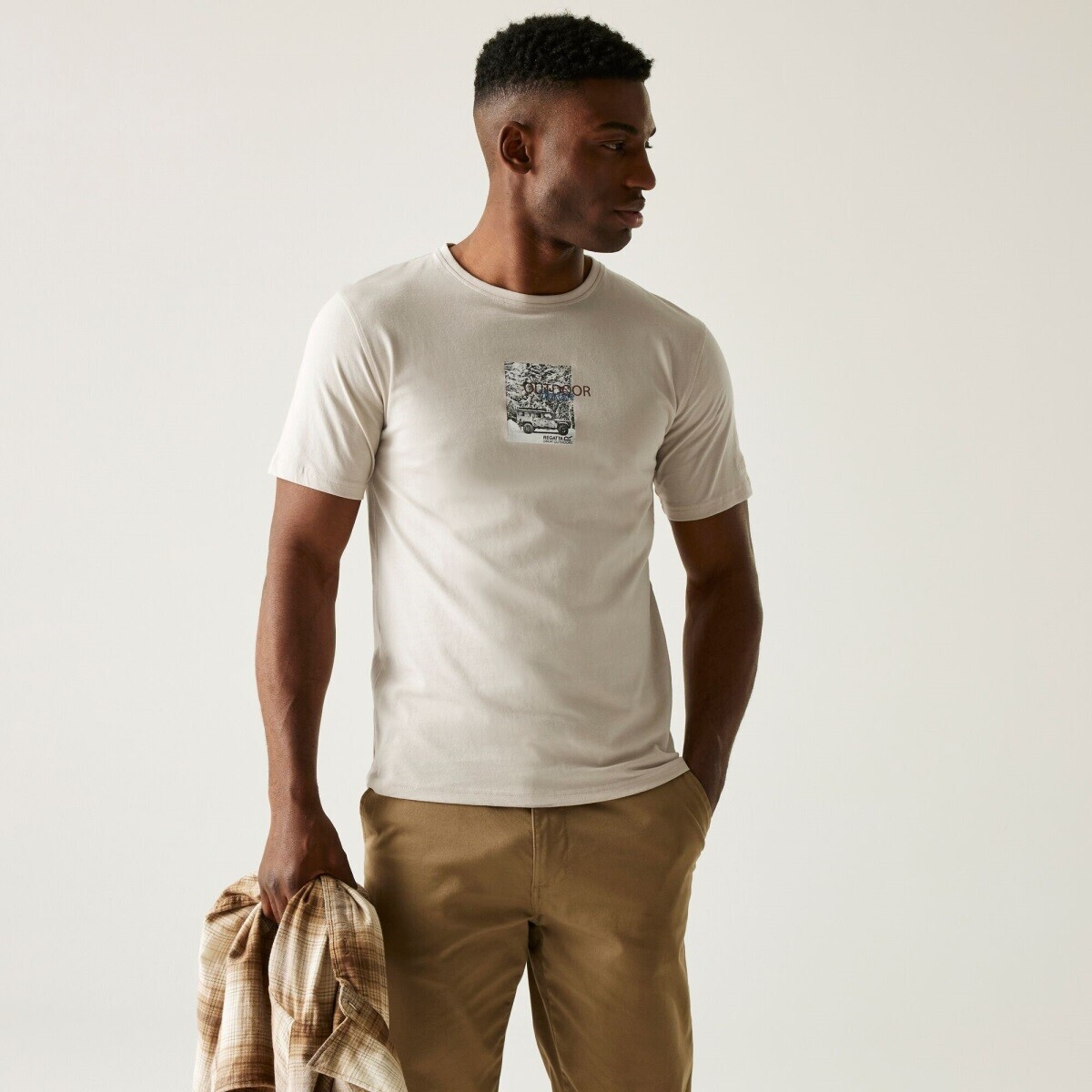 Pánské bavlněné tričko regatta cline ix krémová s