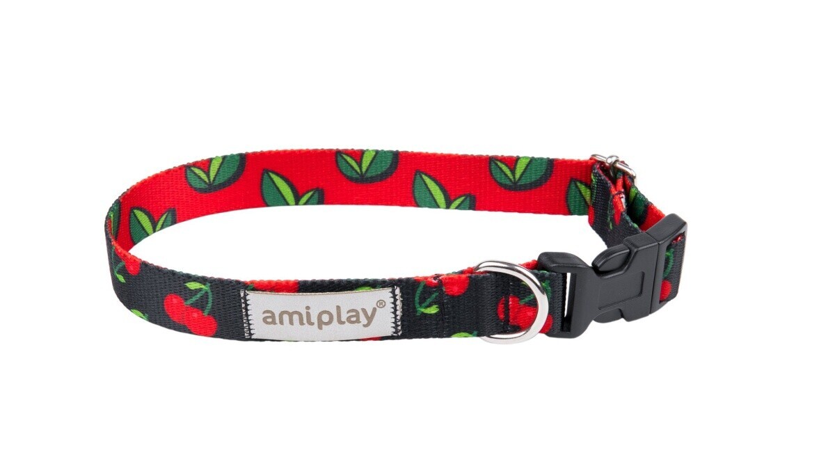 Obojek pro psy nastavitelný HAPPY CHERRY velikost S, M, L, XL Rozměr: M - 25-40x2,0 cm