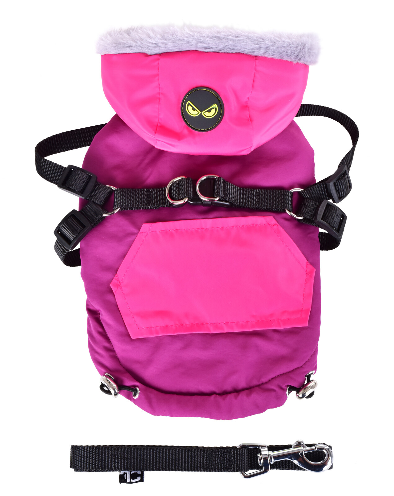 REBELITO® 3v1 | bunda pro psy | prošívaná bunda + kšíry & vodítko | růžovo-fialová