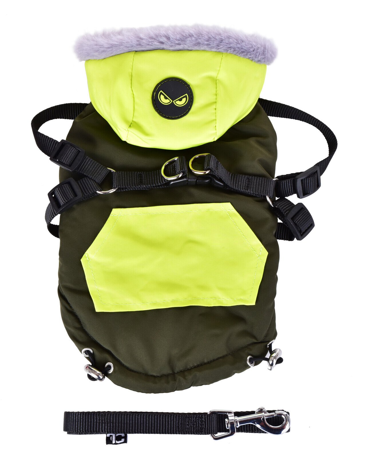 REBELITO® 3v1 | bunda pro psy | prošívaná bunda + kšíry & vodítko | zeleno-khaki