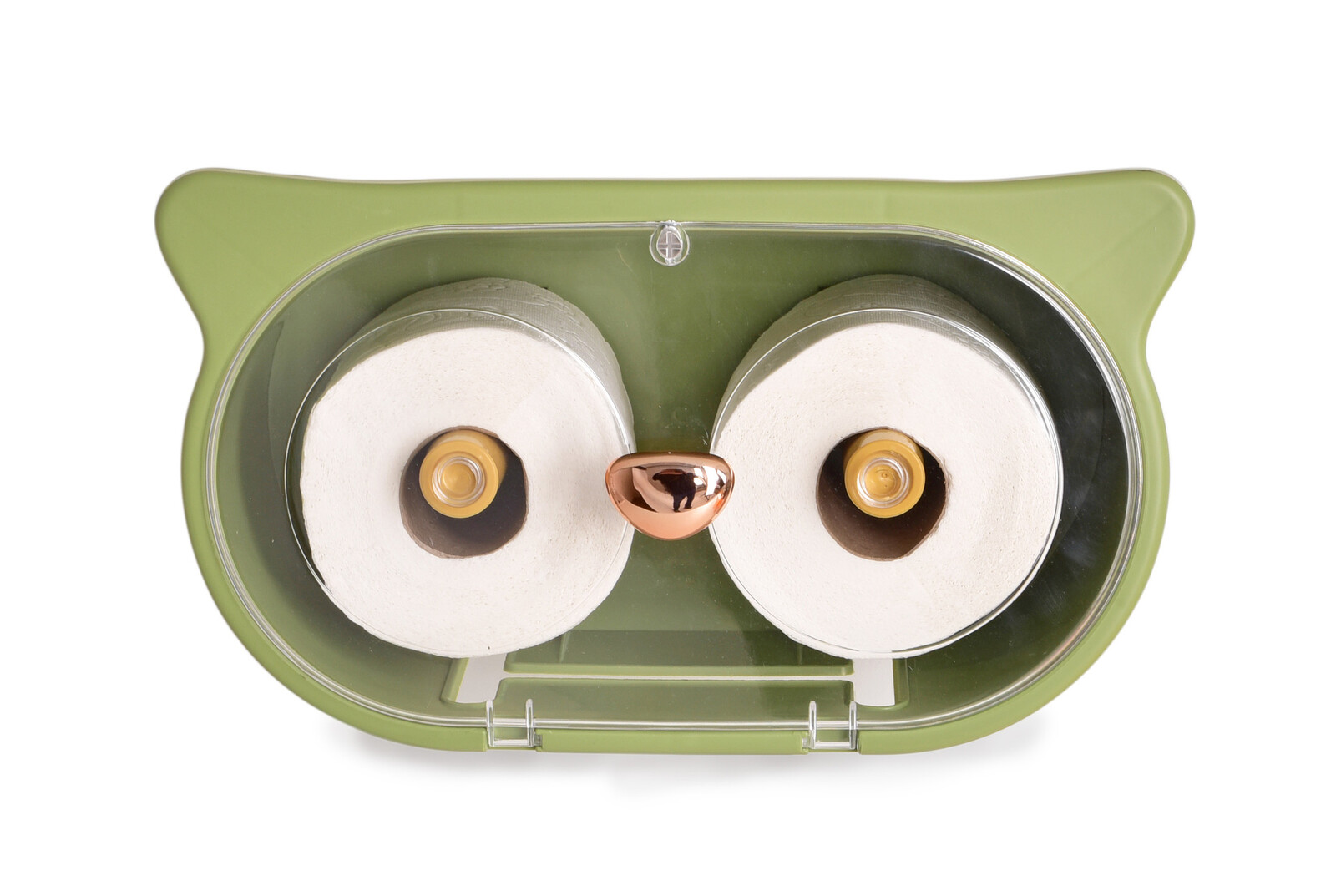 SOVA | závěsná skříňka na 2 role toaletního papíru | samolepicí úchyt | 2v1 s poličkou | olivová