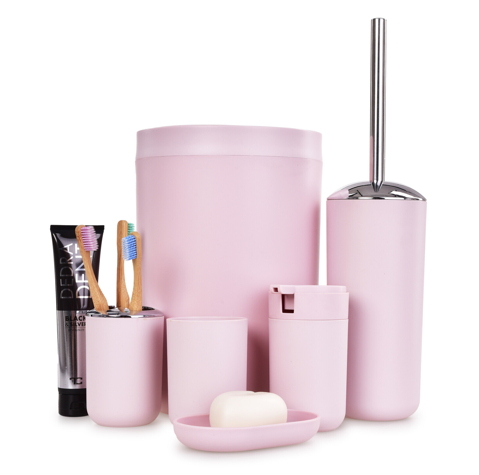 SPA | sada koupelnových doplňků | 6 dílů | růžová + chrom