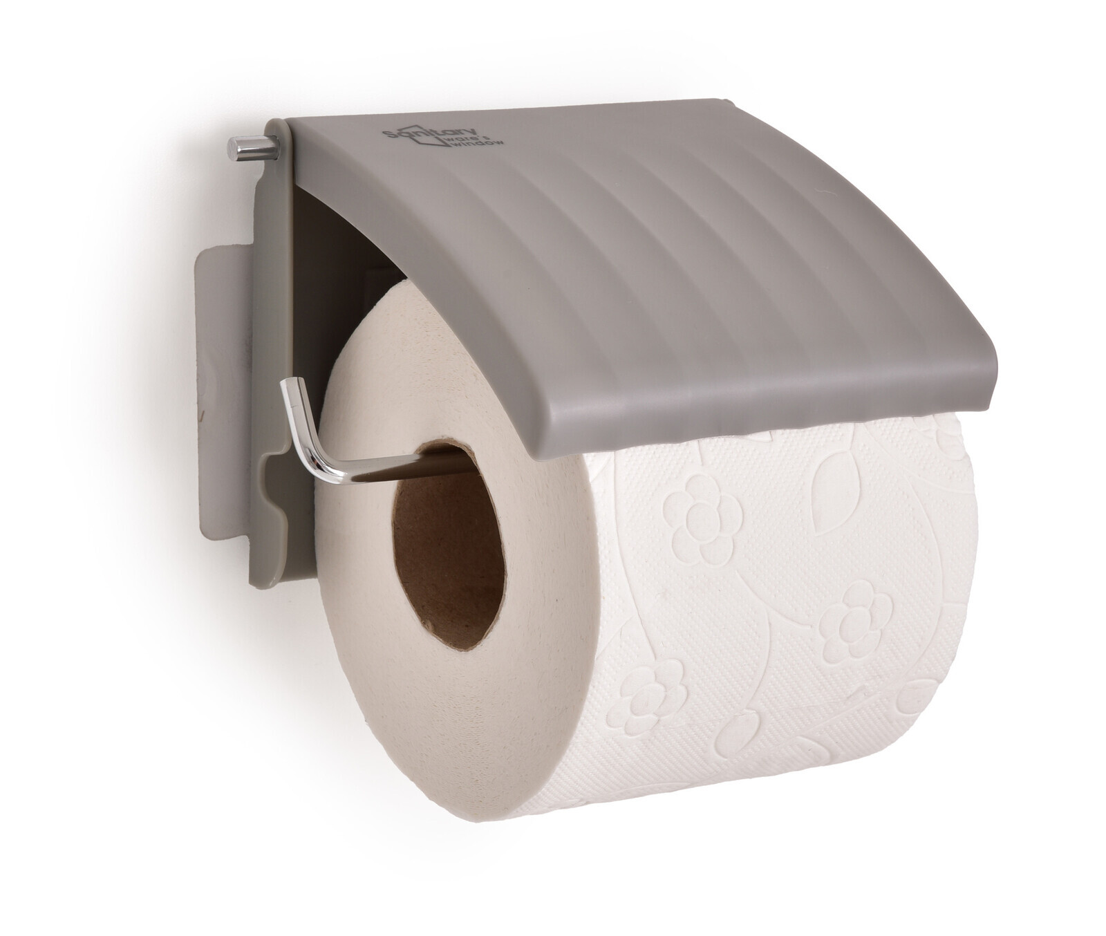 BATH | nástěnný držák na toaletní papír | kov + plast | samolepicí montáž bez vrtání | šedý