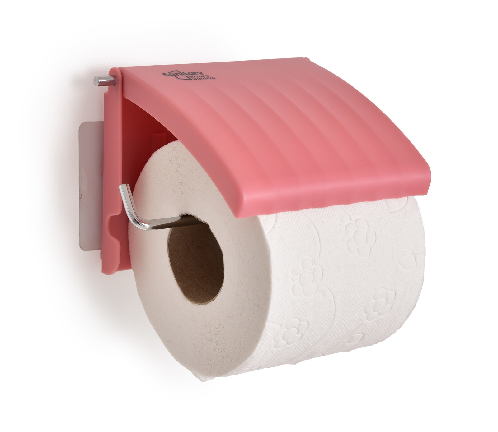 BATH | nástěnný držák na toaletní papír | kov + plast | samolepicí montáž bez vrtání | růžový