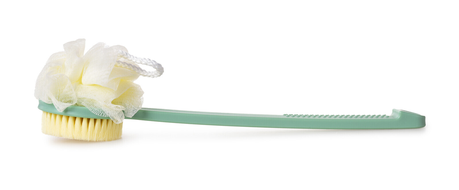 SPA | 2v1 kartáč + puff na mytí zad | oboustranný | dlouhá rukojeť 37 cm | mintový