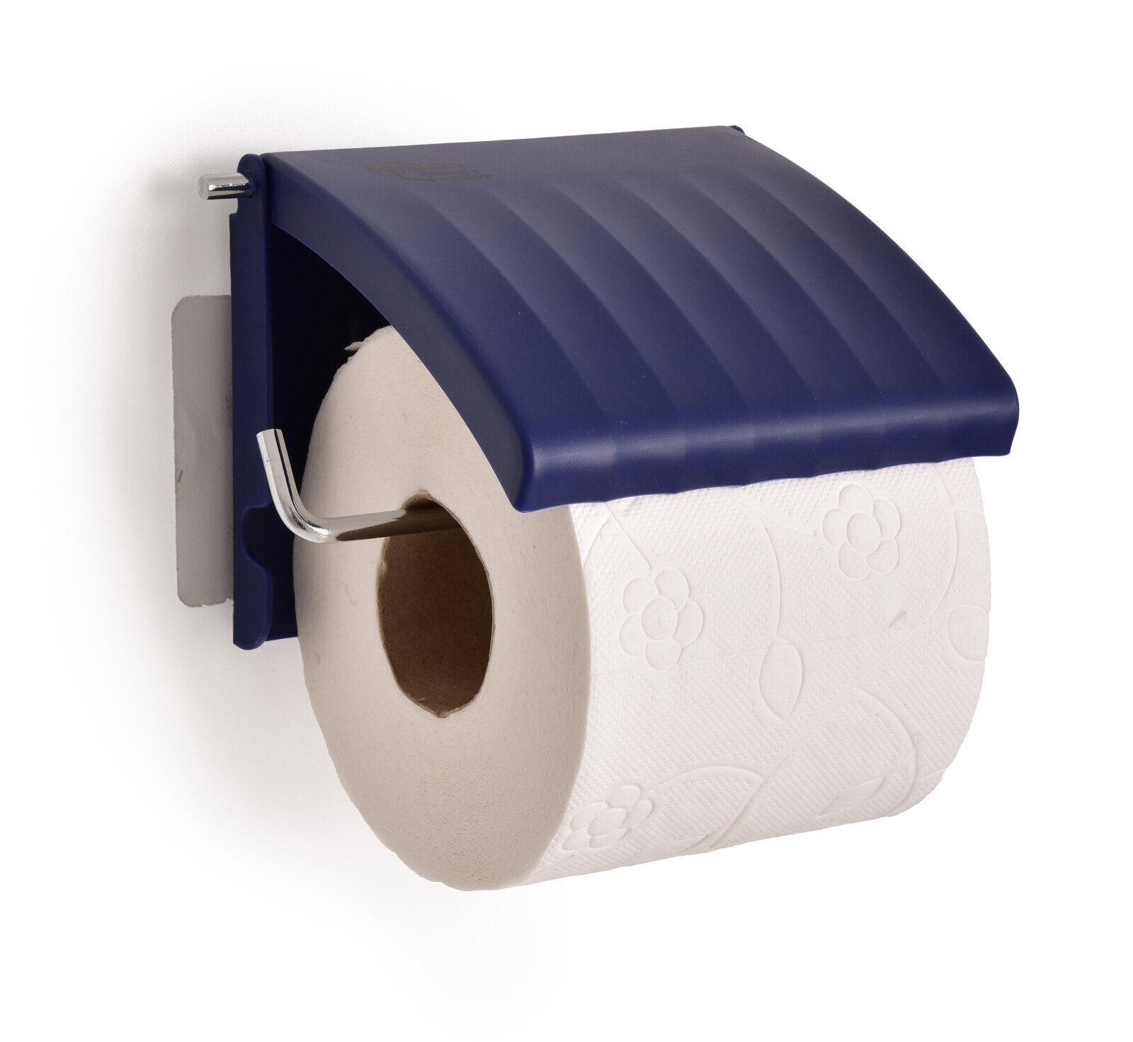 BATH | nástěnný držák na toaletní papír | kov + plast | samolepicí montáž bez vrtání | tmavě modrý
