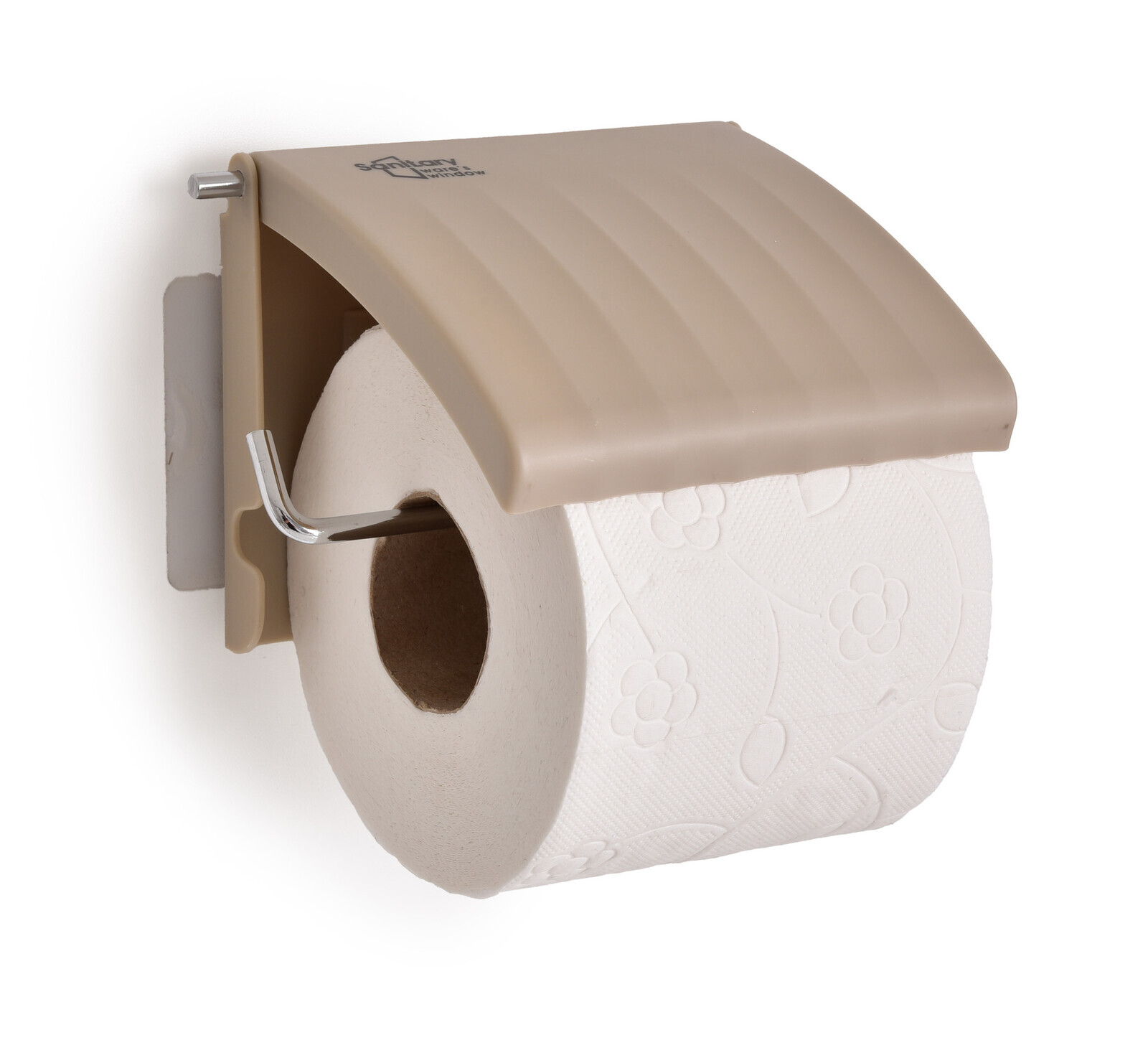BATH | nástěnný držák na toaletní papír | kov + plast | samolepicí montáž bez vrtání | přírodní