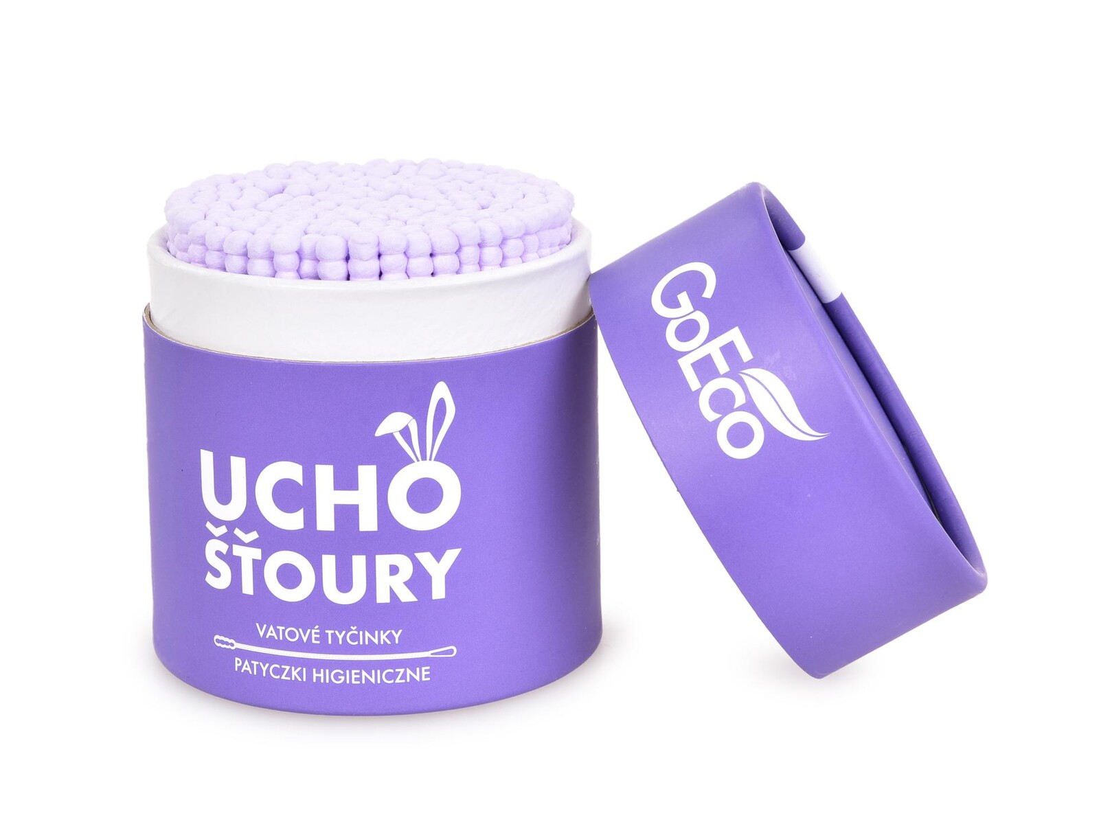 UCHOŠŤOURY | ekologické vatové tyčinky | 200 ks | karton + 100% bavlna | fialové