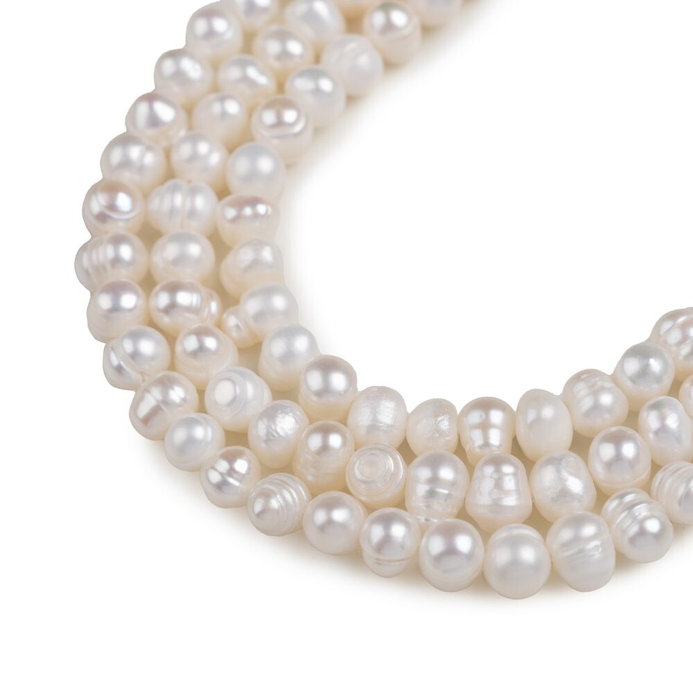 Korálky z pravých říčních perliček ve tvaru brambory 5–6 mm - 18 cm