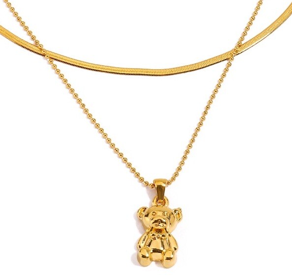 ELENYS Teddy – vrstvený pozlacený náhrdelník 18K žluté zlato Délka náhrdelníku: 38 a 40 cm + každý s možností prodloužení o 5 cm