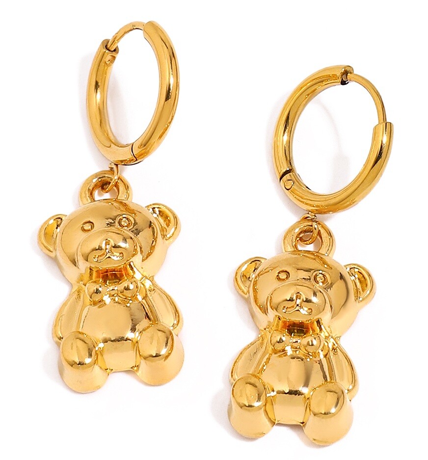 ELENYS Teddy –  pozlacené náušnice 18K žluté zlato