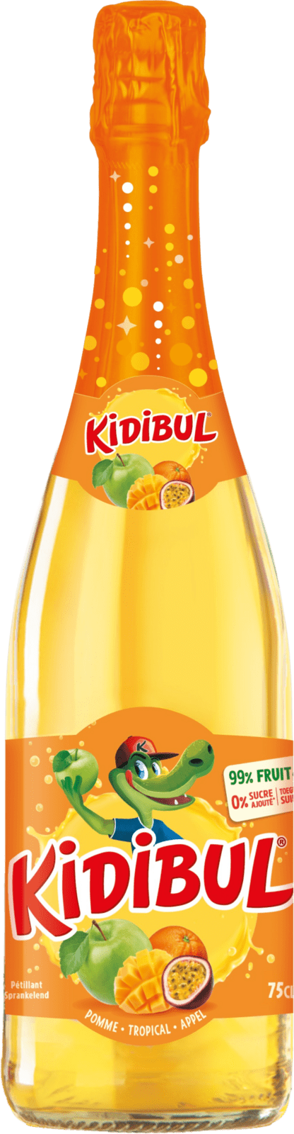 KIDIBUL Dětský šumivý nápoj - 99% jablko, tropické ovoce 750 ml