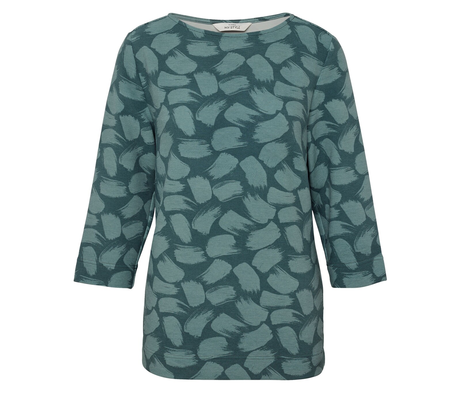 Tchibo - Strukturované triko - pro ženy - vel. S 36/38 - barva: zelená/s potiskem