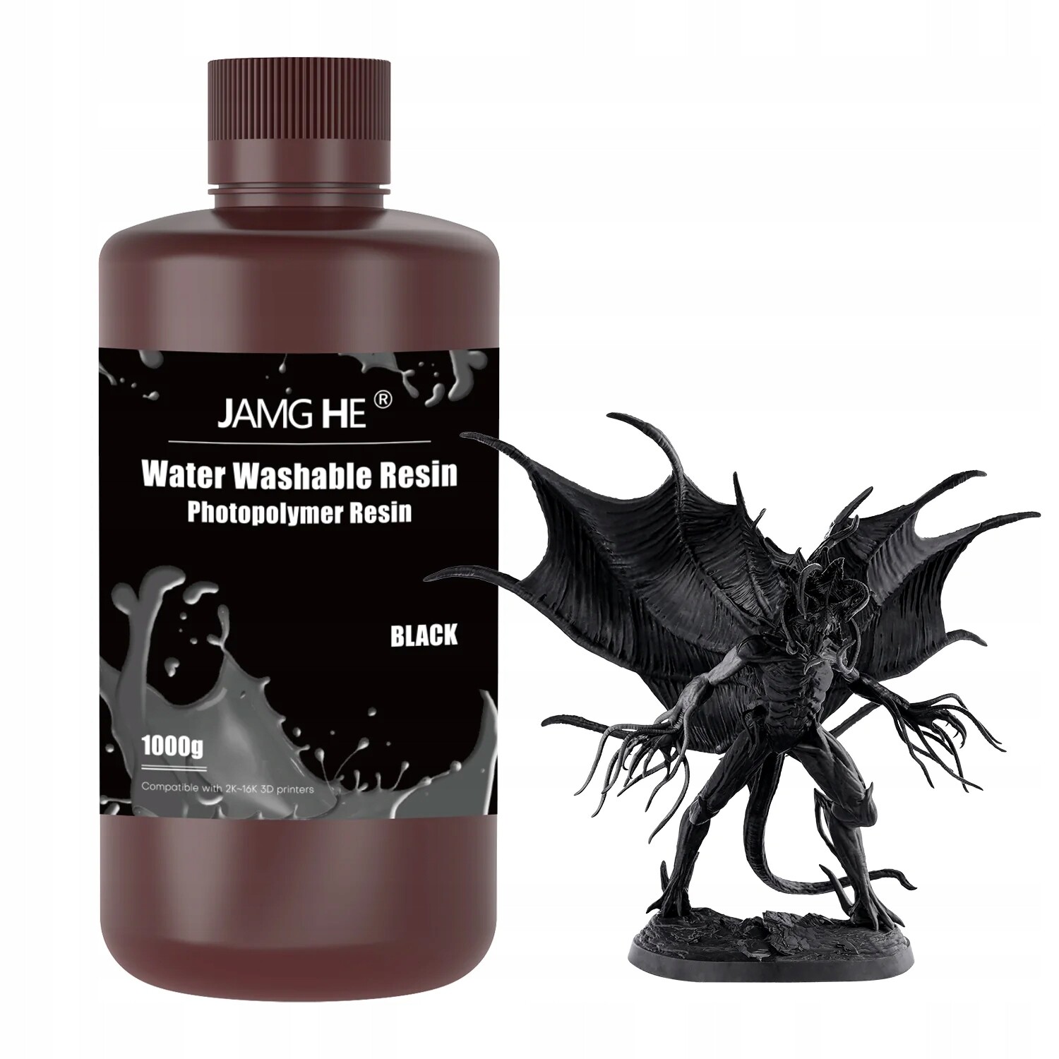 Pryskyřice pro 3D tiskárnu Jamghe, vodou omyvatelná pryskyřice, černá 1 kg