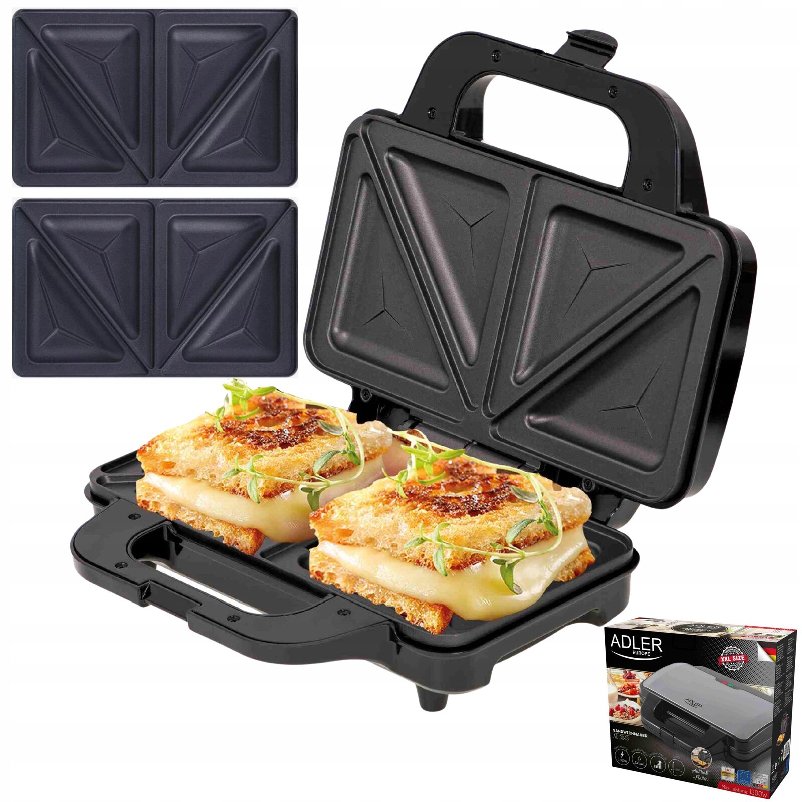 Sendvičovač XXL toustovač sendvičový trojúhelník 1300 W